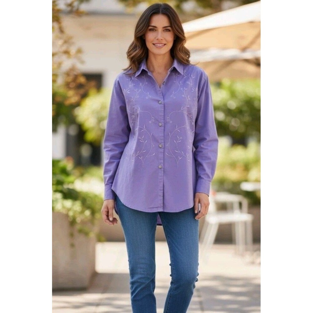 Vintage Bobbie Brooks Blouse, Size 2X, Purple, Long Sleeve